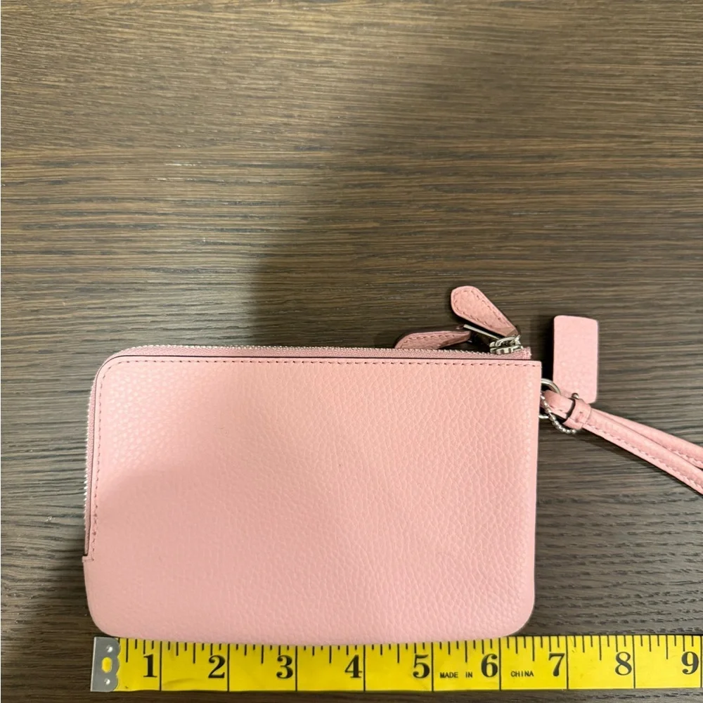 Coach Blush Pink Double Zip Pebbled Leather Wristlet - Picture 2 of 7